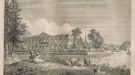 Ansicht von Lößnig mit zerstörtem Herrenhaus nach der Völkerschlacht 1813