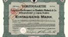 Vorzugsaktie über 1000 Mark der Leipziger Bierbrauerei zu Reudnitz Riebeck & Co AG vom August 1913