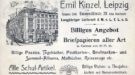 Reklame - Emil Kinzel - Universitätstrasse 26 (1904)