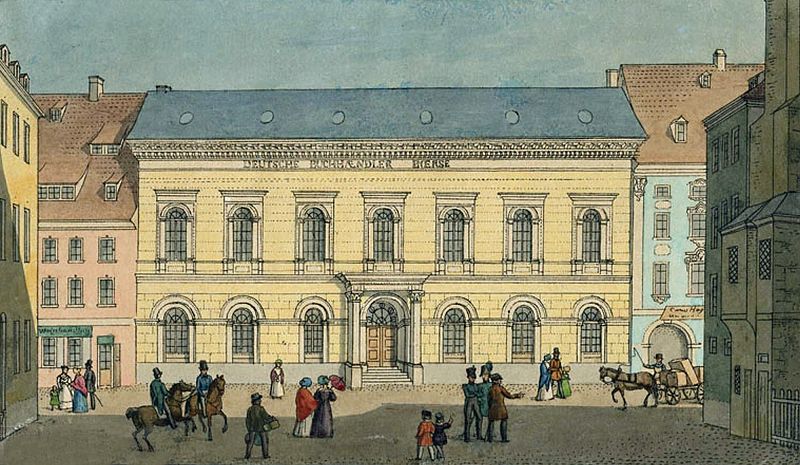 Die Buchhändlerbörse in Leipzig um 1840