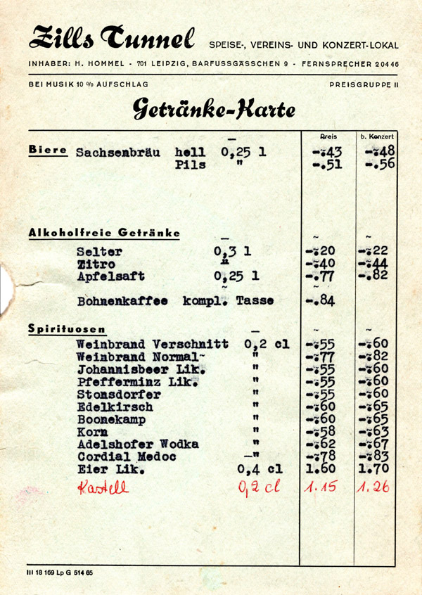 Getränkekarte aus DDR-Zeiten, ohne Datierung / Scan altes-leipzig.net