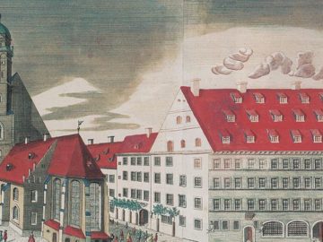 Das Amtshaus in Leipzig und die Thomaskirche 1749