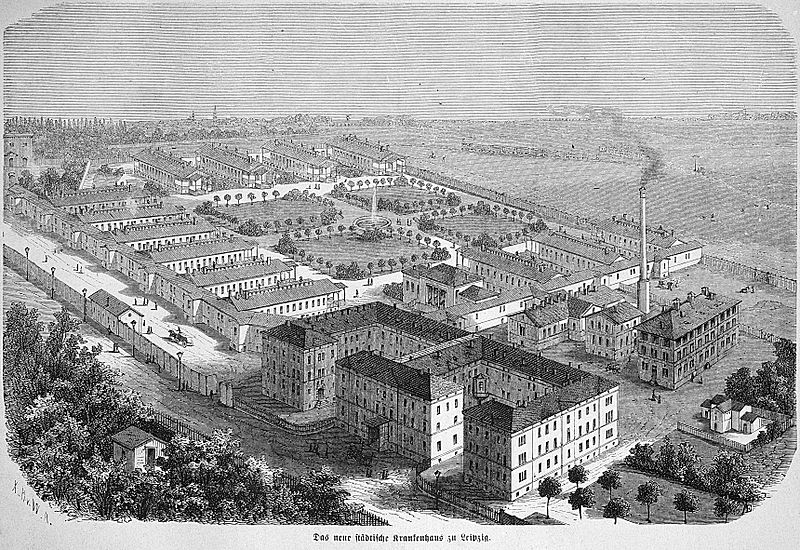 Das Krankenhausgelände im Eröffnungsjahr 1871