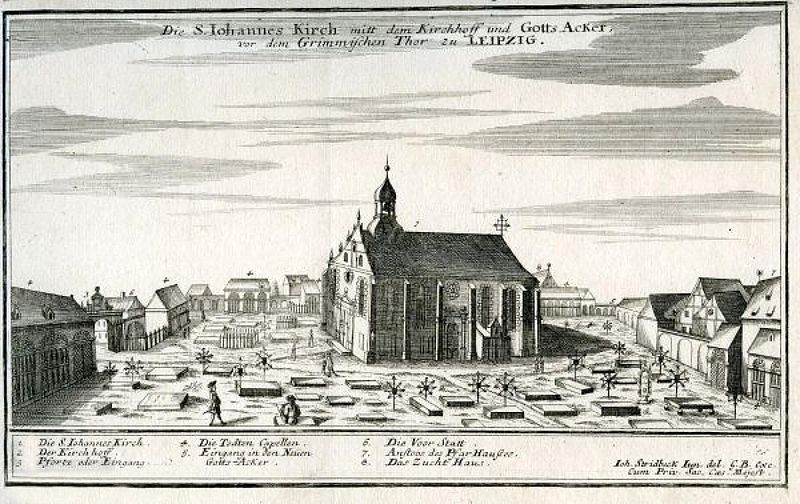 Die Johanniskirche in Leipzig um 1700