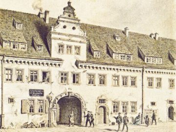 Torhaus des Leipziger Marstalls um 1860