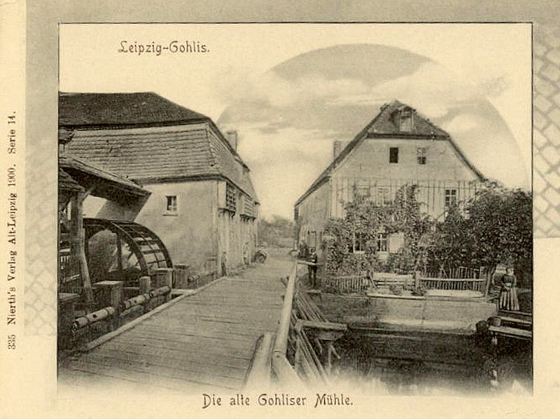 Die Wasserseite der Gohliser Mühle um 1900