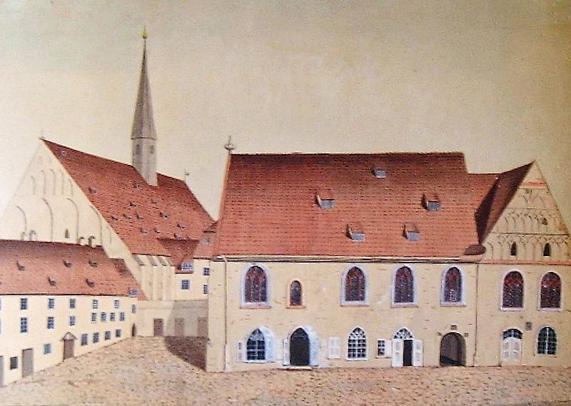 Das Mittelpaulinum im Hof der Universität Leipzig von Westen, um 1800