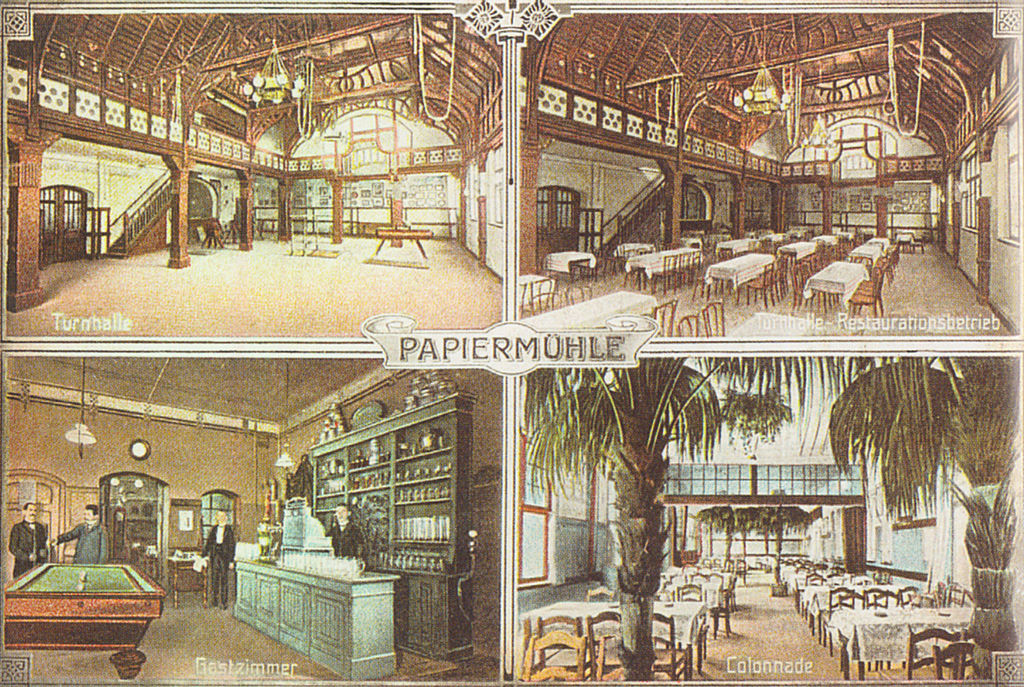 Ansichtskarte des „Concert & Balletablissements Papiermühle“ in Stötteritz bei Leipzig um 1905