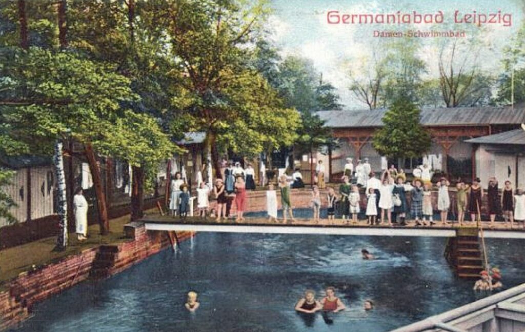 Das Damenschwimmbad im Germaniabad in Leipzig um 1900