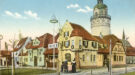 Internationale Baufach-Ausstellung 1913 Leipzig, Biedermeierrestaurant und Turm der Pleißenburg