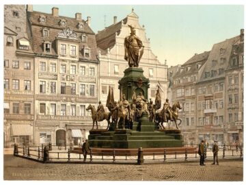 Leipzig Siegesdenkmal um 1900 (von Rudolf Siemering, Germania von Hermann Heinrich Howaldt), enthüllt 1888, zerstört 1946 / Public Domain