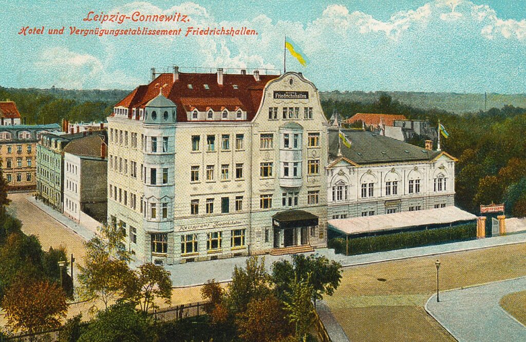 Die Friedrichshallen in Leipzig-Connewitz um 1911 / Public Domain