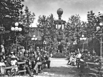 Garten des Krystallpalastes in Leipzig, Wintergartenstraße Nr. 17-19, um 1880 / Public Domain