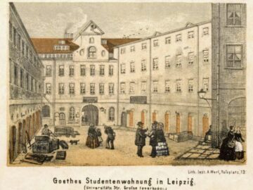 Goethes Studentenwohnung in Leipzig - Hof der Großen Feuerkugel um 1850 / Public Domain