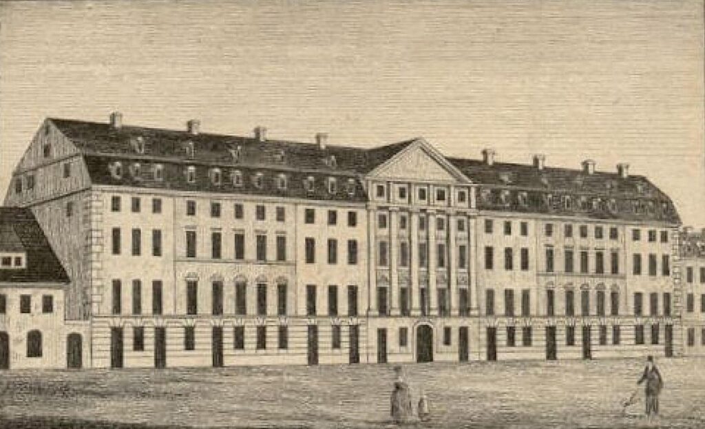 Das alte Paulinum an der Universitätsstraße in Leipzig um 1830 / Public Domain