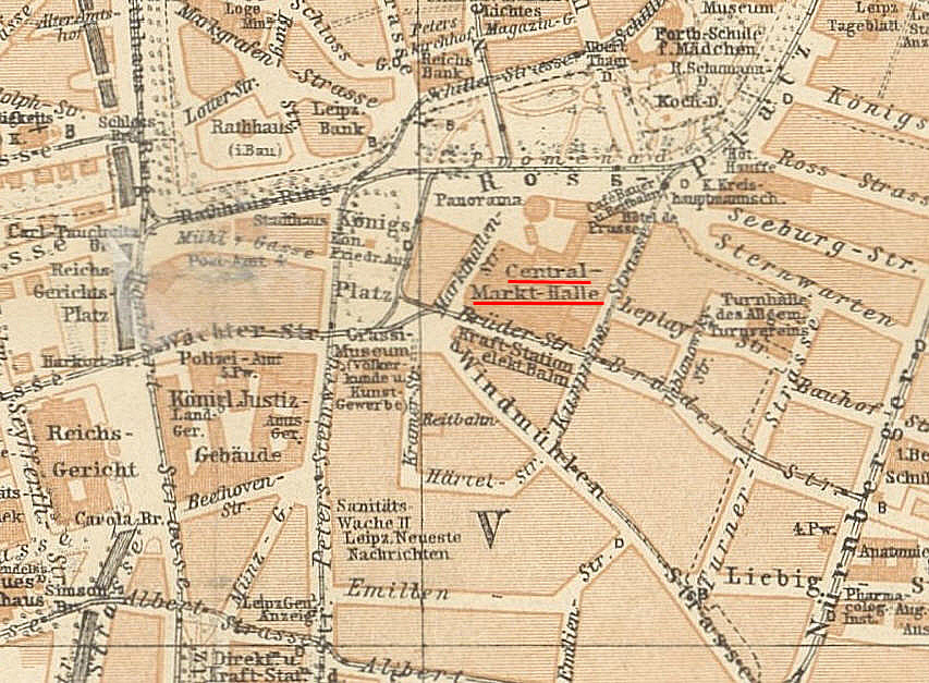 Die Zentralmarkthalle auf einem Stadtplan von 1902 / Public Domain