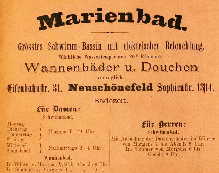 Schild Marienbad Leipzig 1888 / Public Domain