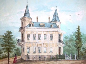 Aquarell des ehemaligen Waldcafés in Leipzig-Connewitz / Public Domain