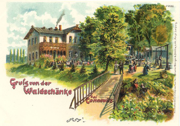 Die Waldschänke Lößnig um 1900 / Public Domain