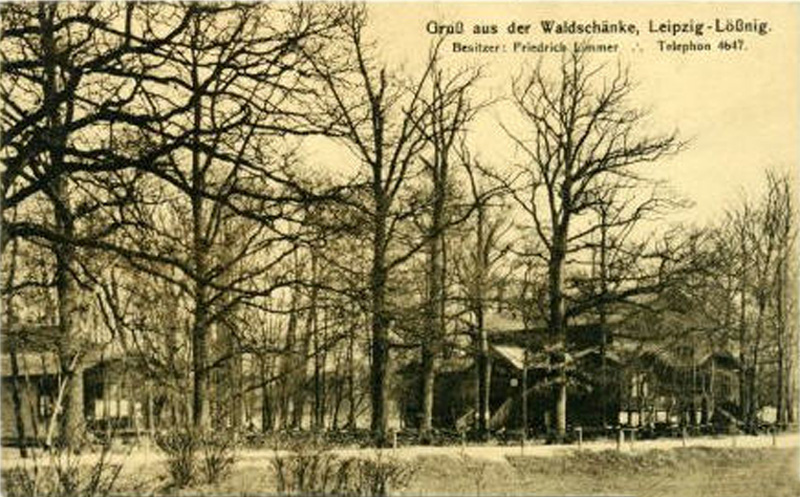 Die Lößniger Waldschänke um 1910 / Public Domain