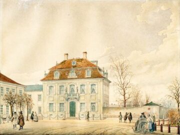 Das Weinnäpfchen in Leipzig. Aquarell über Bleistiftvorzeichnung, 192 x 251 mm. (» ›Weinnäpfchen‹ – Chr. Ad. und Emilie Mayers Haus am Augustusplatz, Leipzig) / Public Domain