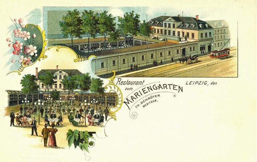 Restaurant „Zum Mariengarten“ in Leipzig um 1900 / Public Domain