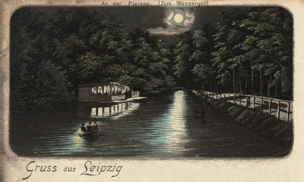 Zum Wassergott. Ehemalige Leipziger Ausflugsgaststätte. um 1900 / Public Domain